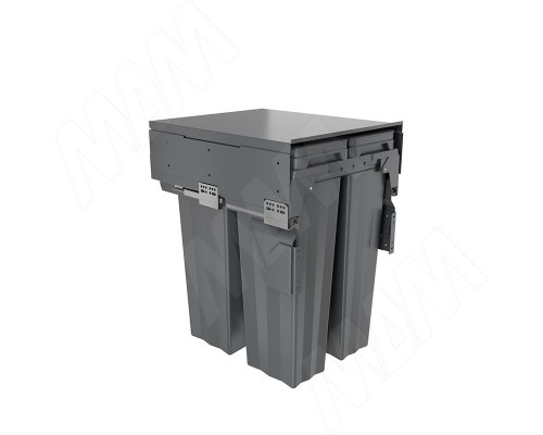 PULSE PROBOX F45 Система сортировки и хранения, 3 емкости 69л (2x16+1x37), креп. фасада, полн.выдв., плавн.закр., крышка-полка, графит (MBN453-69DGMID)