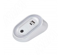 PULSE АУРА Светильник овальный с выключателем на взмах, диммируемый, USB, 12V, 2,5W, серебро, AURA (AU12-MSUSB-MCR-NW3)