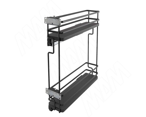 Vibo GALAXY Двухуровневая корзина 150 мм, эллипт. прут, противоск., с компл. креплений, с боковым крепл. лев., направл. плавн. закр. Nova Pro, графит (ELQGM152SXPRPOMASVGF)