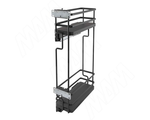 Vibo GALAXY Двухуровневая корзина в верхн. яр. 150 мм (бутылочница), бок. крепл. лев., направл. плавн. закр. Nova Pro, графит (EPQGM152SXPRPOMASVGF)
