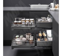 Vibo FLYBOX GALAXY Угловой механизм , 2 уровня, 4 корзины, плавн.закр, универсальный, графит, комплект (FLYB45VGFNP)