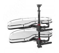 Vibo FLY MOON 3.0 GALAXY BC, механизм угловой пов., 2 полки, эллипт. прут., противоск. покр., с доводчиком, белый+хром, левый (FLY3STM245SXM2POR120ASBC)