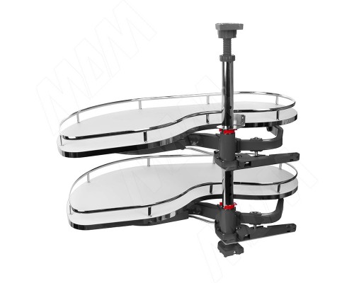 Vibo FLY MOON 3.0 GALAXY BC, механизм угловой пов., 2 полки, эллипт. прут., противоск. покр., с доводчиком, белый+хром, левый (FLY3STM245SXM2POR120ASBC)