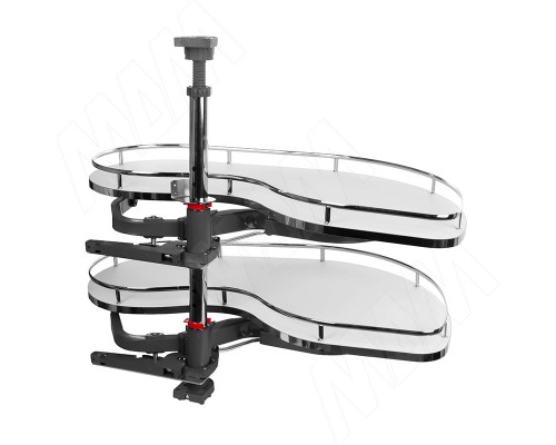 Vibo FLY MOON 3.0 GALAXY BC, механизм угловой пов., 2 полки, эллипт. прут., противоск. покр., с доводчиком, белый+хром, правый (FLY3STM245DXM2POR120ASBC)