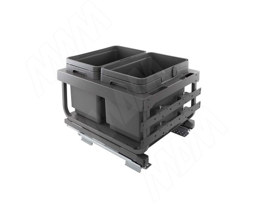 Vibo KOMBI 2.0 MINI M45W Система сортировки и хранения, 2 емкости (16л+16л), креп. фасада, полн.выдв., плавн.закр. направл. Nova Pro (MKOMBI2GME452SCGM)