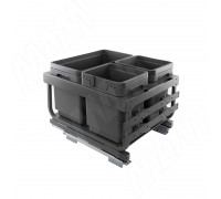 Vibo KOMBI 2.0 MINI M45W Система сортировки и хранения, 3 емкости (16л+7л+7л), креп. фасада, полн.выдв., плавн.закр. направл. Nova Pro (MKOMBI2GME453SCGM)