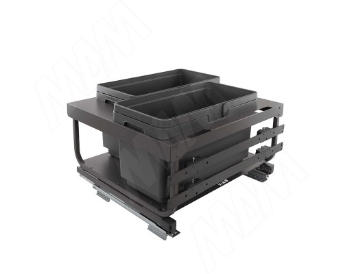 Vibo KOMBI 2.0 MINI M60W Система сортировки и хранения, 2 емкости (20л+20л), креп. фасада, полн.выдв., плавн.закр. направл. Nova Pro (MKOMBI2GME602SCGM)