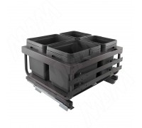 Vibo KOMBI 2.0 MINI M60W Система сортировки и хранения, 4 емкости (12л+12л+7л+7л), креп. фасада, полн.выдв., плавн.закр. направл. Nova Pro (MKOMBI2GME604SCGM)