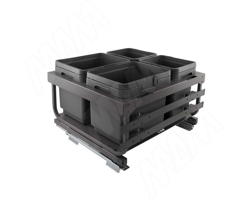 Vibo KOMBI 2.0 MINI M60W Система сортировки и хранения, 4 емкости (12л+12л+7л+7л), креп. фасада, полн.выдв., плавн.закр. направл. Nova Pro (MKOMBI2GME604SCGM)