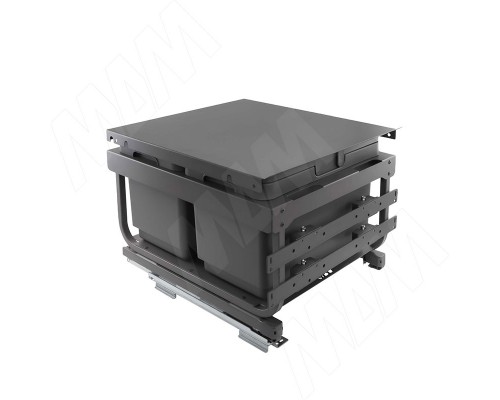 Vibo KOMBI 2.0 MINI M40W Система сортировки и хранения, 2 емкости (12л+12л), креп. фасада, полн.выдв., плавн.закр. направл. Nova Pro, крышка-полка (MKOMBI2GME402SCGMRF)