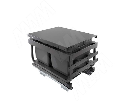 Vibo KOMBI 2.0 MINI M45W Система сортировки и хранения, 2 емкости (16л+16л), креп. фасада, полн.выдв., плавн.закр. направл. Nova Pro, крышка-полка (MKOMBI2GME452SCGMRF)