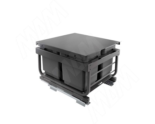 Vibo KOMBI 2.0 MINI M45W Система сортировки и хранения, 3 емкости (16л+7л+7л), креп. фасада, полн.выдв., плавн.закр. направл. Nova Pro, крышка-полка (MKOMBI2GME453SCGMRF)