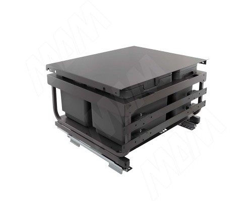 Vibo KOMBI 2.0 MINI M60W Система сортировки и хранения, 4 емкости (12л+12л+7л+7л), креп. фасада, полн.выдв., плавн.закр. направл. Nova Pro, крышка-полка (MKOMBI2GME604SCGMRF)