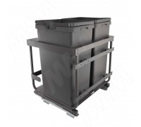Vibo KOMBI 2.0 M60W Система сортировки и хранения, 2 емкости (47л+47л), креп. фасада, полн.выдв., плавн.закр., направл. Nova Pro, без крышек (KOMBI2GME602ASCGM)