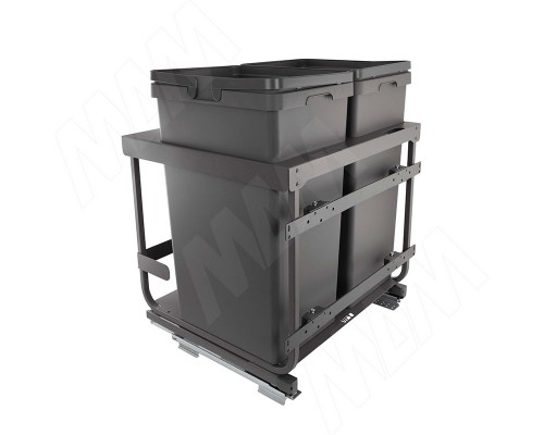Vibo KOMBI 2.0 M60W Система сортировки и хранения, 2 емкости (47л+47л), креп. фасада, полн.выдв., плавн.закр., направл. Nova Pro, без крышек (KOMBI2GME602ASCGM)