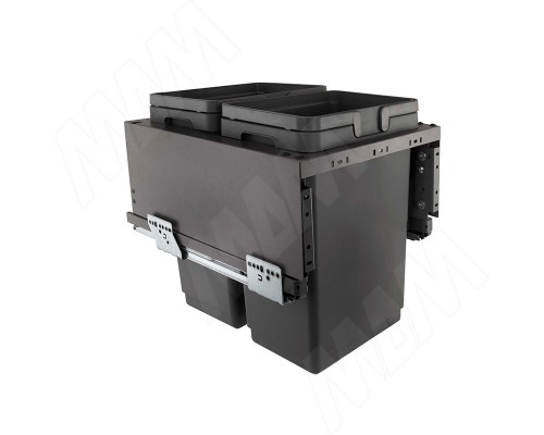 Vibo GLOBE 2.0 M40W Система сортировки и хранения, 2 емкости (20л+20л), креп. фасада, полн.выдв., плавн.закр., направл. Nova Pro, без крышек. (PG2GME402SCGM)