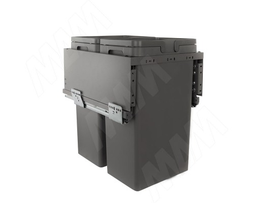 Vibo GLOBE 2.0 M40W Система сортировки и хранения, 2 емкости (28л+28л), креп. фасада, полн.выдв., плавн.закр., направл. Nova Pro, без крышек. (PG2GME402XLSCGM)