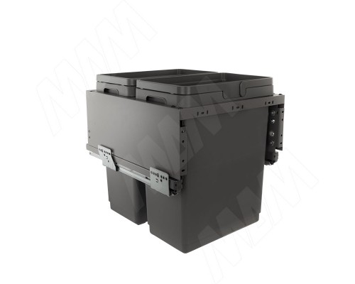 Vibo GLOBE 2.0 M50W Система сортировки и хранения, 2 емкости (30л+30л), креп. фасада, полн.выдв., плавн.закр., направл. Nova Pro, без крышек. (PG2GME502SCGM)