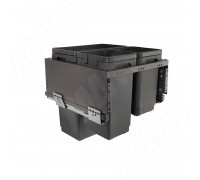 Vibo GLOBE 2.0 M50W Система сортировки и хранения, 3 емкости (30л+10л+9л), креп. фасада, полн.выдв., плавн.закр., направл. Nova Pro, без крышек. (PG2GME503SCGM)