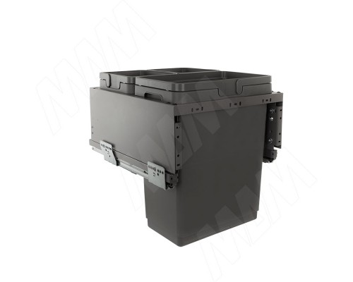 Vibo GLOBE 2.0 M45W Система сортировки и хранения, 3 емкости (30л+10л+9л), креп. фасада, полн.выдв., плавн.закр., направл. Nova Pro, без крышек. (PG2GME453SCGM)