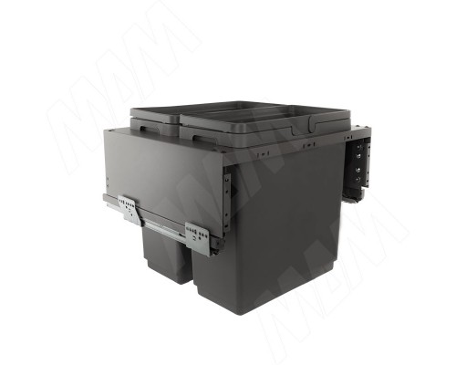 Vibo GLOBE 2.0 M60W Система сортировки и хранения, 2 емкости (33л+33л), креп. фасада, полн.выдв., плавн.закр., направл. Nova Pro, без крышек. (PG2GME602SCGM)