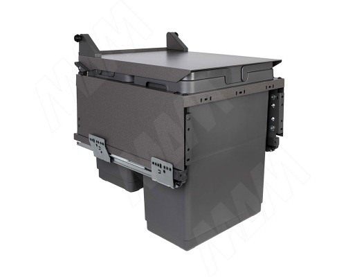 Vibo GLOBE 2.0 M45A Система сортировки и хранения, 3 емкости (30л+10л+9л), креп. фасада, полн.выдв., плавн.закр., направл. Nova Pro, автоматическая крышка. (PG2GME453AGM)