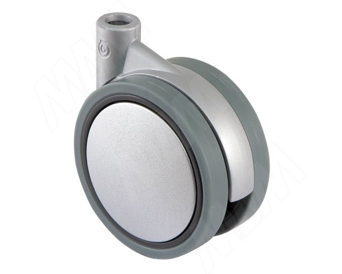 Robby ЕВА Опора колесная D75 мм без стопора, прорезиненное колесо, хром матовый/серый, EVA (CST79 GREY),  Мебельное колесо