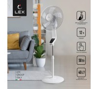 Lex LXFC 8342, 16" напольный вентилятор с ПДУ, белый