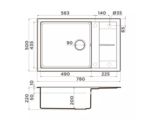 Omoikiri Sumi 78A-LB-GB Artceramic/графит